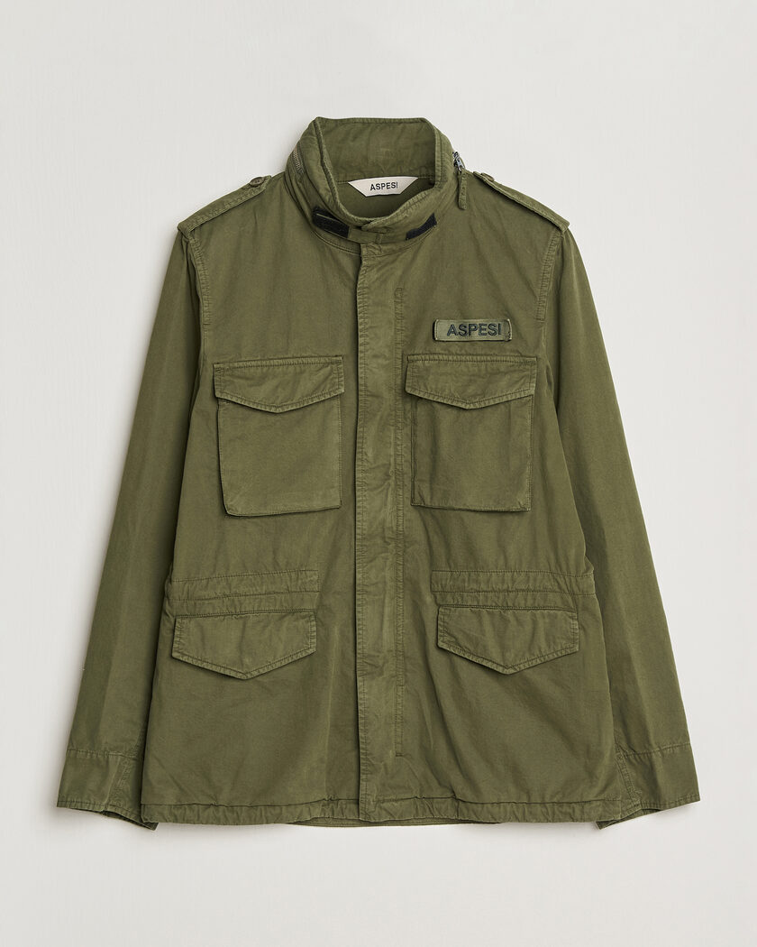 Aspesi Washed Cotton Field Jacket Military – Verde