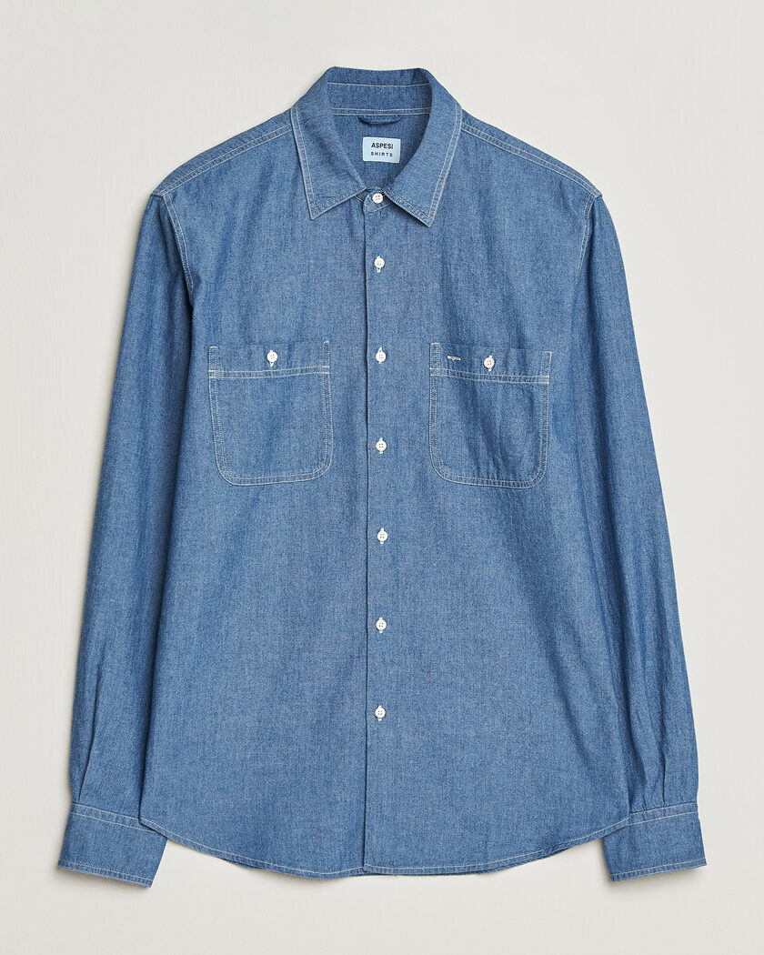 Aspesi Chambray Work Shirt Medium Blue – Azul