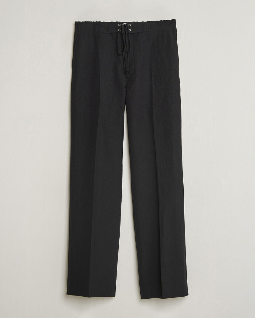 Auralee Wool/Linen Ox Drawstring Pants Black – Negro