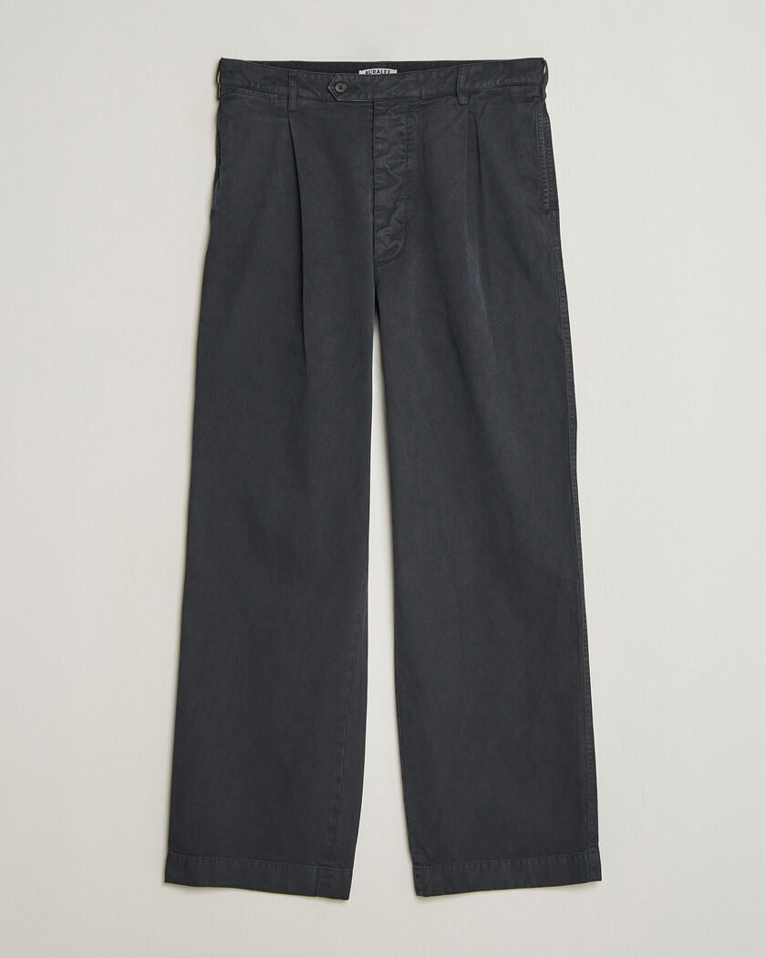 Auralee Garment Dyed Finx Chinos Black – Negro