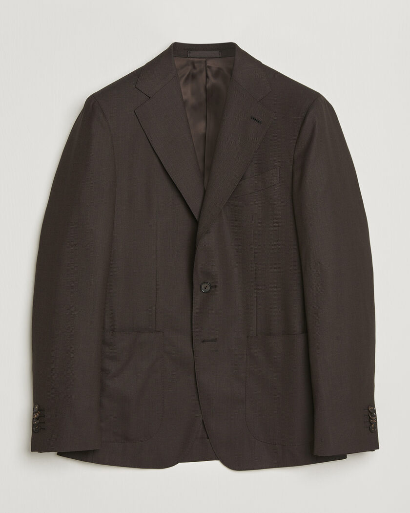 Caruso Aida Wool Hopsack Blazer Dark Brown – Marrón