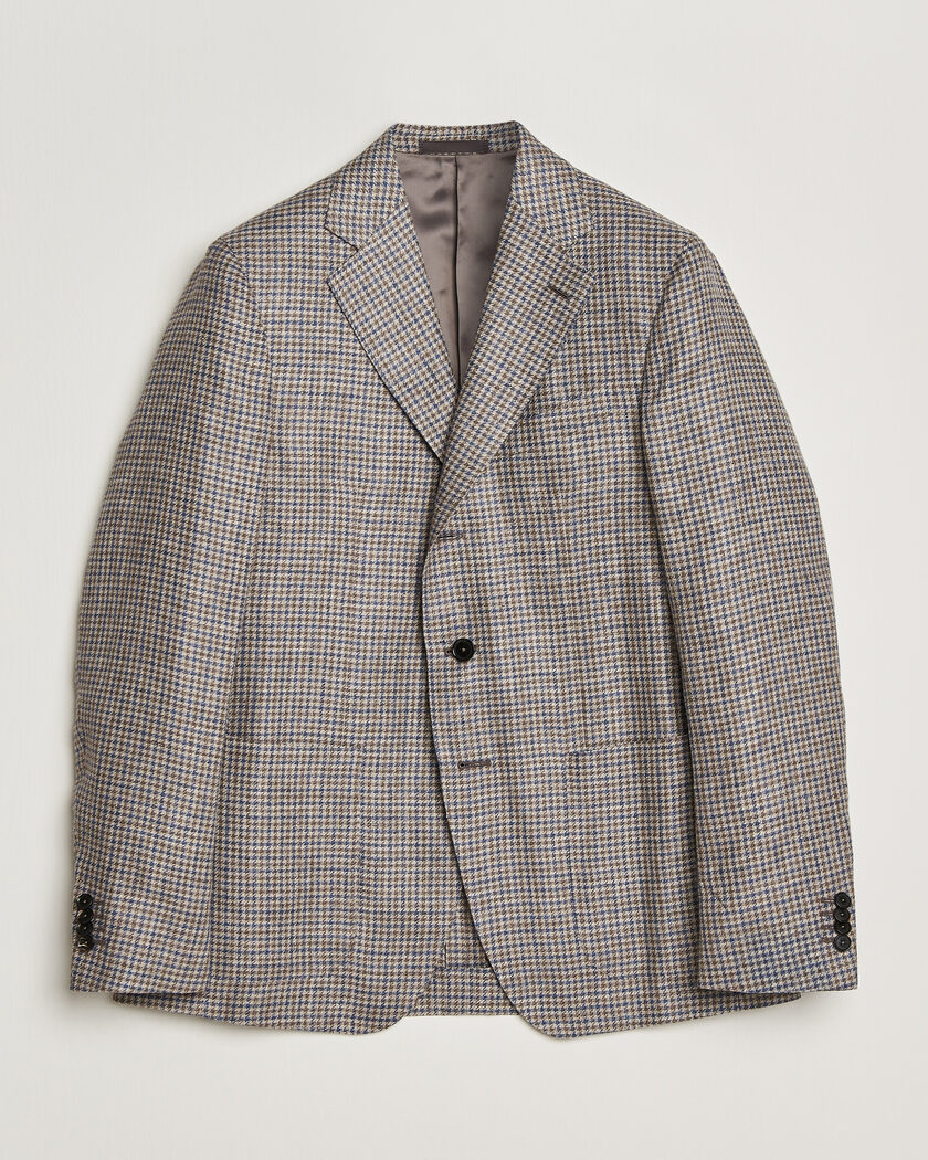 Caruso Aida Linen/Wool Blazer Navy/Grey Check – Multicolor