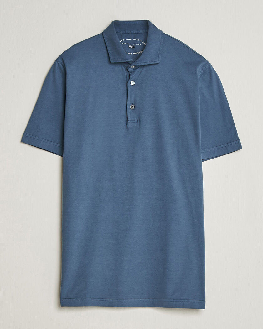 Fedeli Zero Organic Cotton Polo Steel Blue – Azul