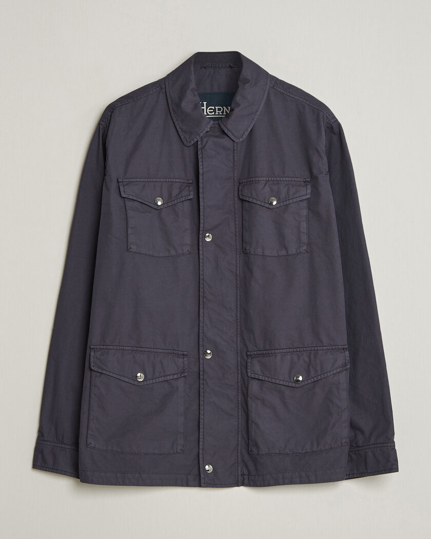 Herno Washed Cotton Field Jacket Navy – Azul