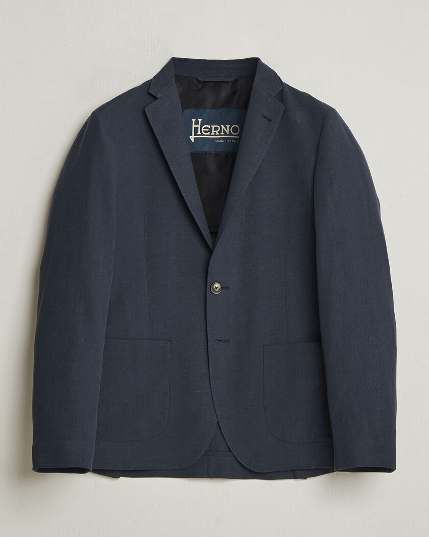 Herno Cotton/Linen Blazer Navy – Azul