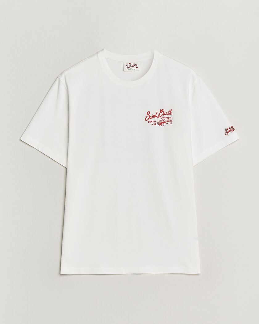 MC2 Saint Barth Back Printed Cotton T-Shirt Rental Car – Blanco