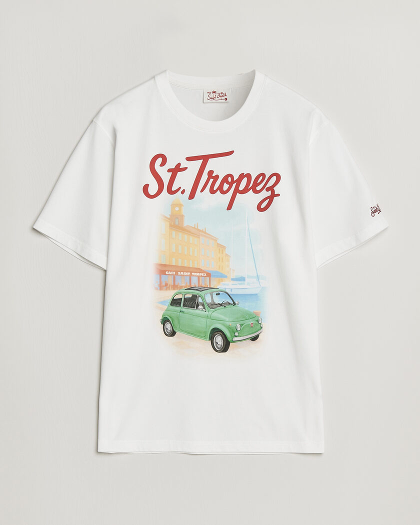 MC2 Saint Barth Printed Cotton T-Shirt St Tropez Car – Blanco