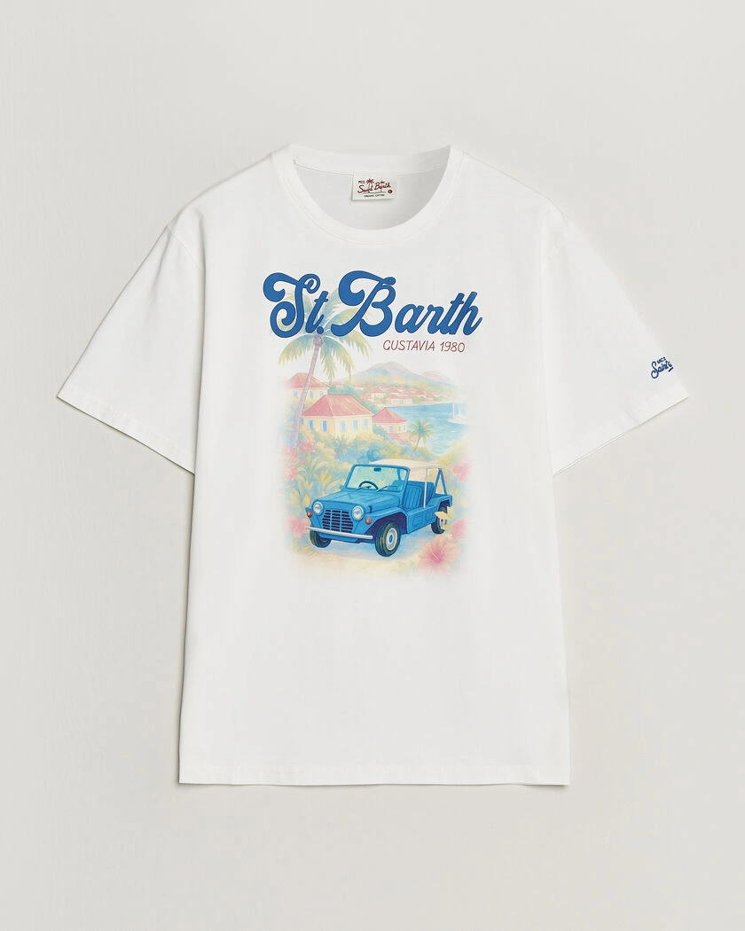 MC2 Saint Barth Printed Cotton T-Shirt Ibiscus Car – Blanco
