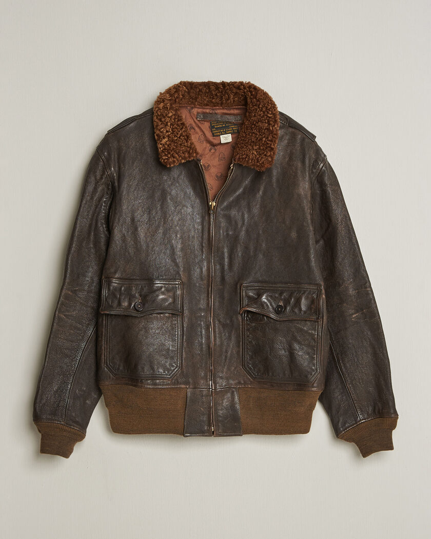 RRL Pratt Leather Jacket Vintage Brown – Marrón