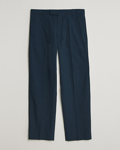 Palmes Pleated Cotton Trousers Navy – Azul