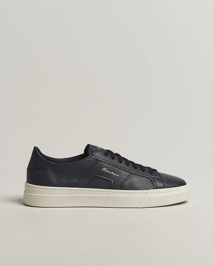 Santoni Double Buckle Sneakers Navy Calf – Azul