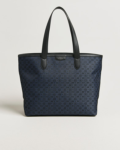 Smythson Canvas Stamp Tote Navy – Azul