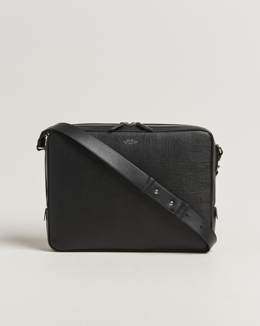 Smythson Panama Slim Messenger Bag Black – Negro