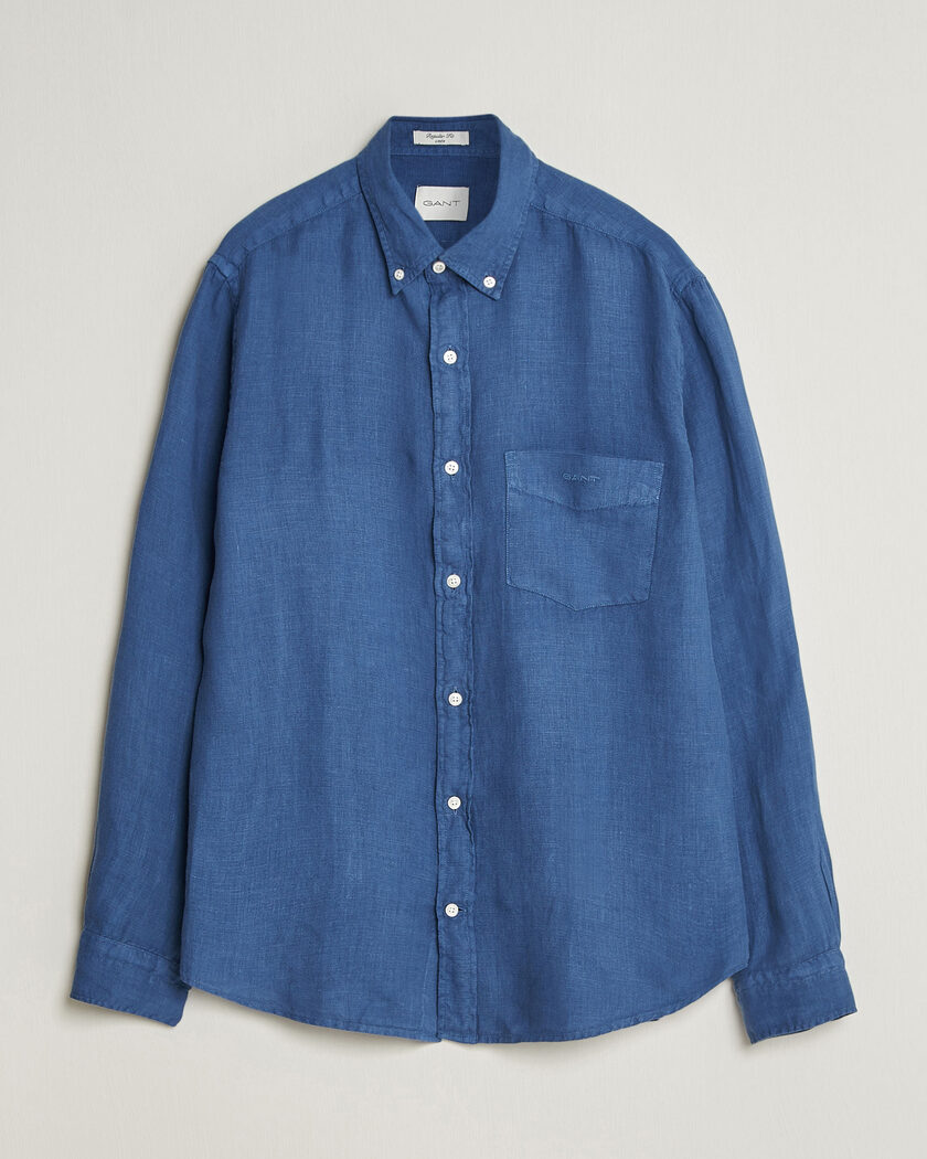 Gant Regular Fit Garment Dyed Linen Shirt Vintage Blue – Azul