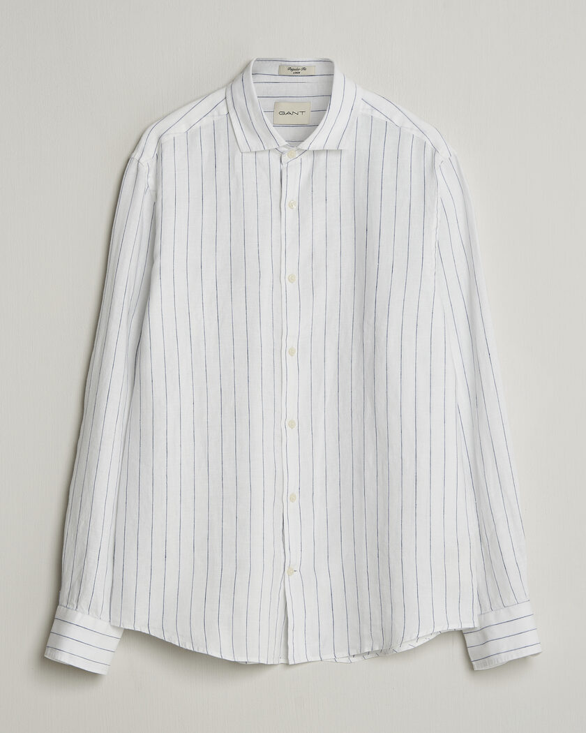 Gant Regular Fit Linen Striped Shirt White – Blanco