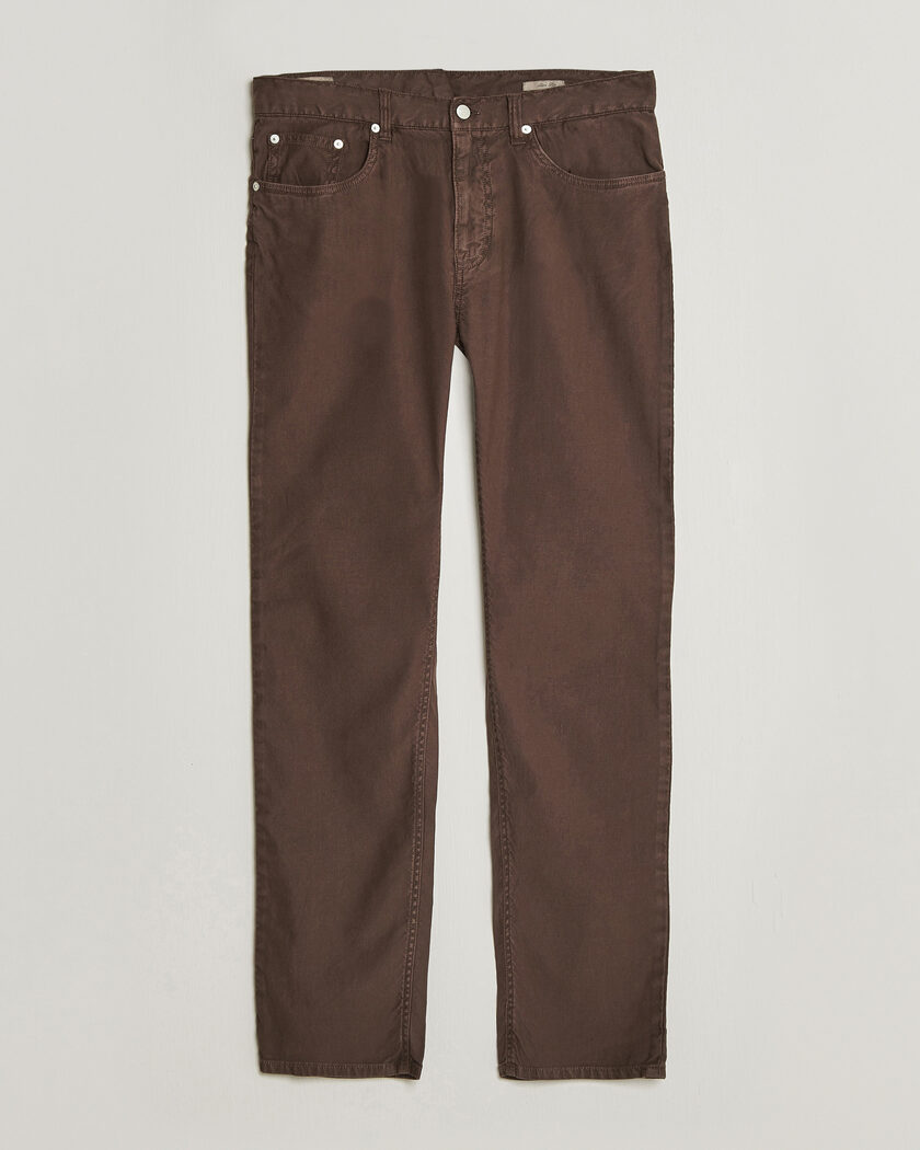 Gant Slim Fit Cotton/Linen 5-Pocket Pants Rich Brown – Marrón