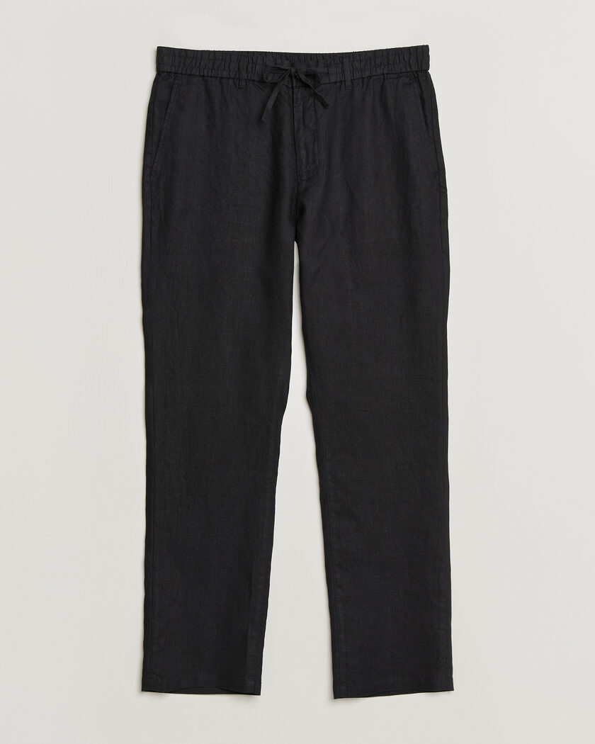 Gant Regular Fit Linen Drawstring Pants Black – Negro