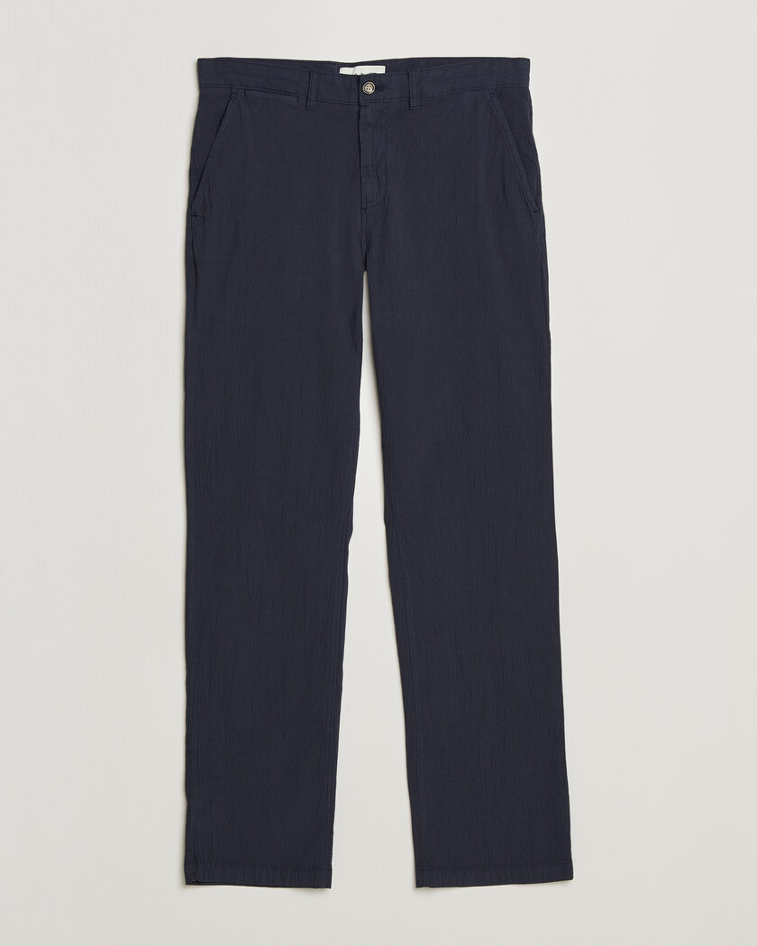 Gant Regular Fit Garment Dyed Seersucker Pants Evening Blue – Azul