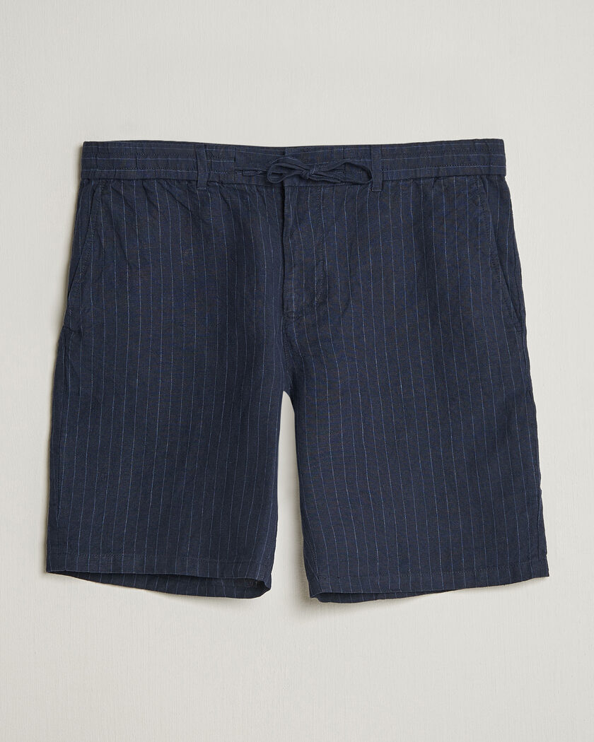 Gant Regular Fit Striped Linen Drawstring Shorts Evening Blue – Azul