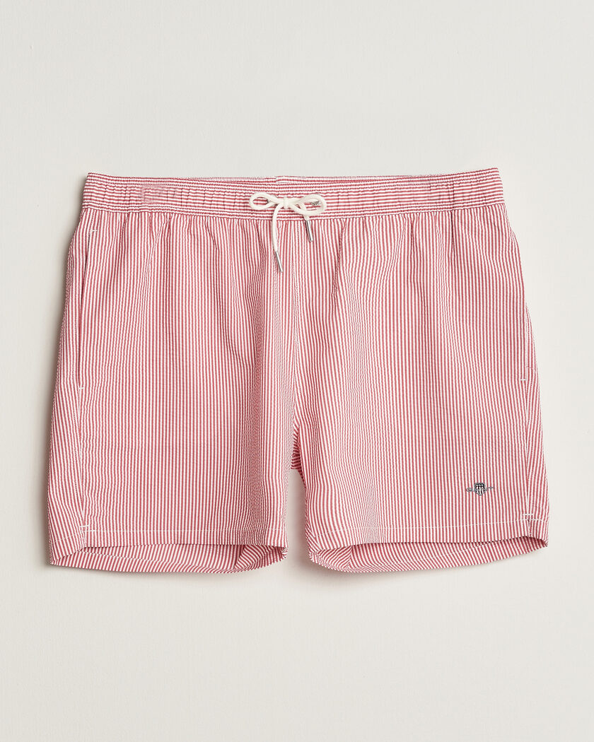 Gant Seersucker Striped Swimshorts Rose Red – Rojo