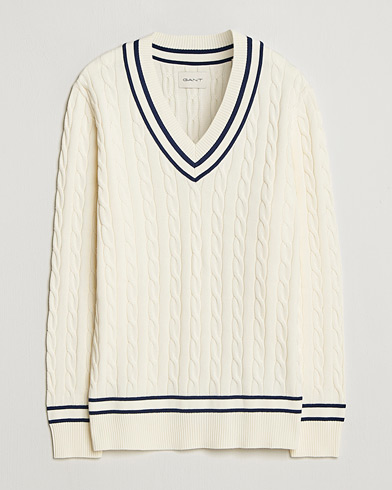 Gant Cotton Cable Cricket Sweater Cream – Blanco