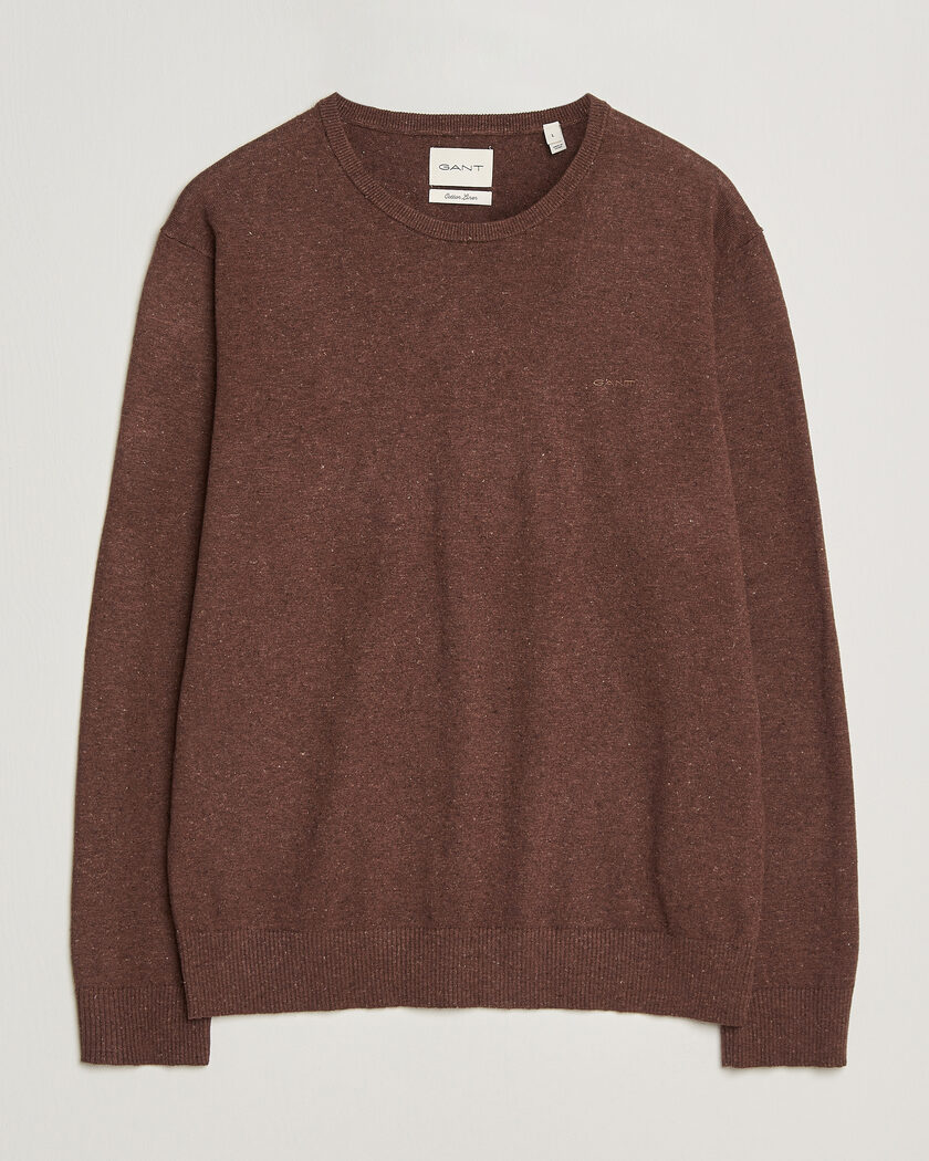 Gant Cotton/Linen Slub Knitted Sweater Hazelnut Melange – Marrón