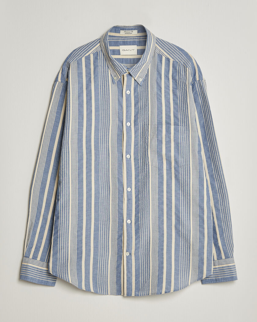 Gant Relaxed Fit Seersucker Striped Shirt Vintage Blue – Azul