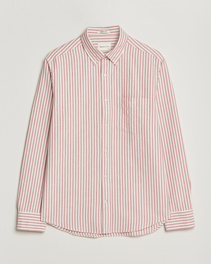 Gant Regular Fit Textured Striped Shirt Rose Red – Rojo