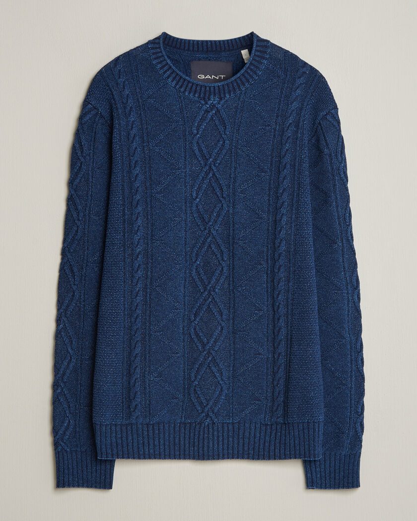 Gant Indigo Aran Knitted Sweater Rich Navy – Azul