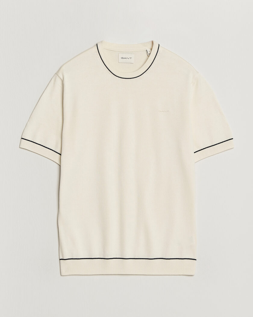 Gant Cotton/Model Knitted T-Shirt Cream – Blanco