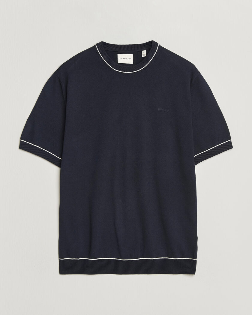 GANT Cotton/Model Knitted T-Shirt Evening Blue – Azul