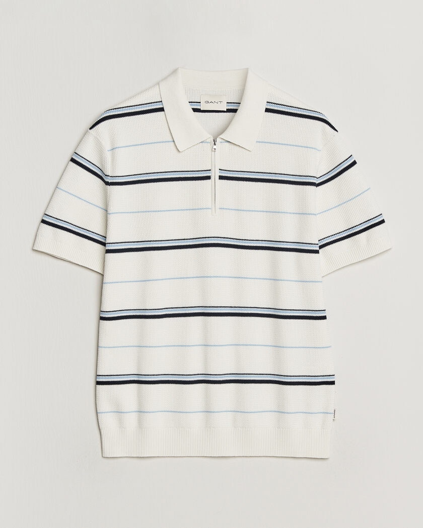 Gant Striped Knitted Polo Eggshell – Blanco