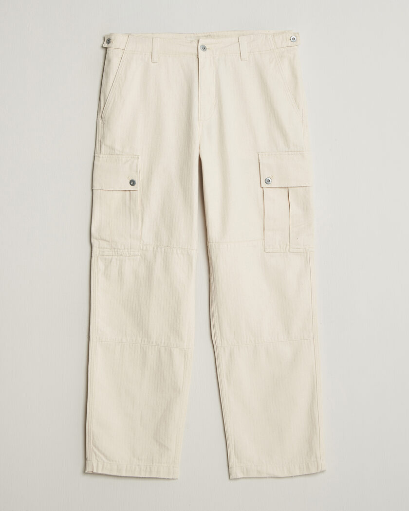 Gant Relaxed Fit Herringbone Cargo Pants Creamed White – Blanco