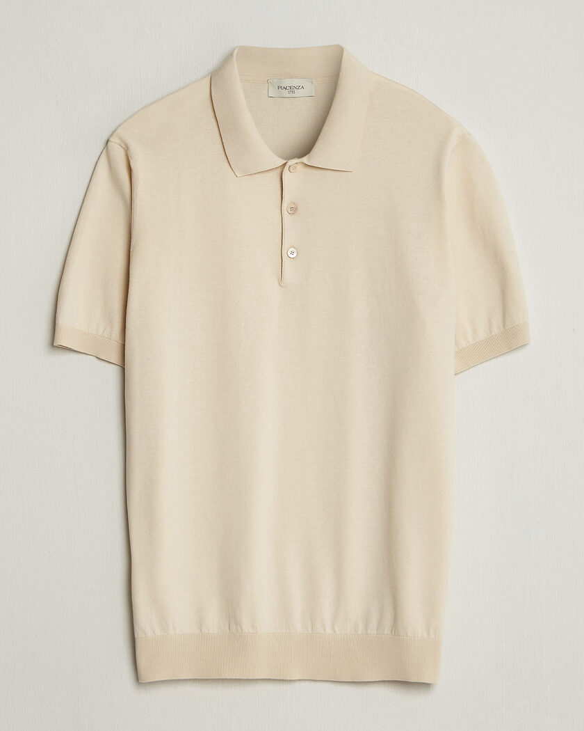 Piacenza Cashmere Short Sleeve Knitted Polo Off White – Blanco