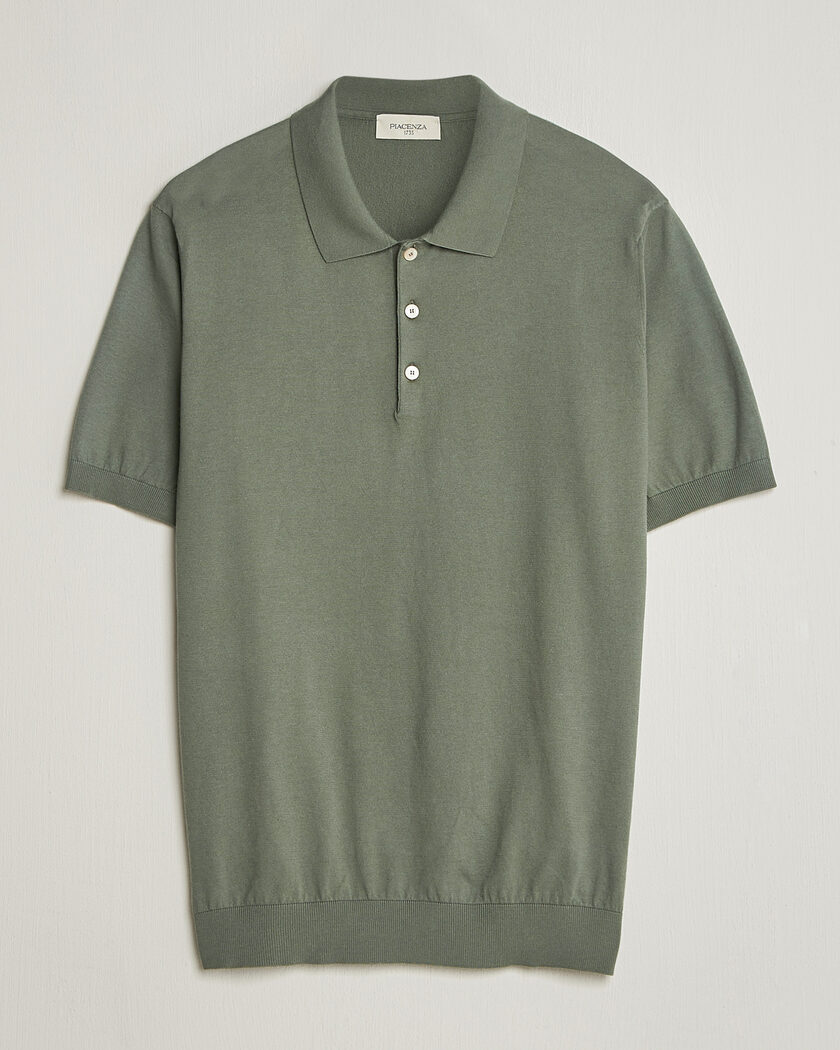 Piacenza Cashmere Short Sleeve Knitted Polo Sage – Verde