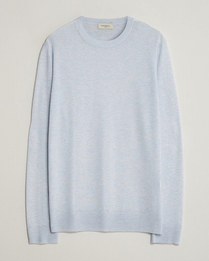 Piacenza Cashmere Soft Silk/Cashmere Crew Neck Sky Blue – Azul
