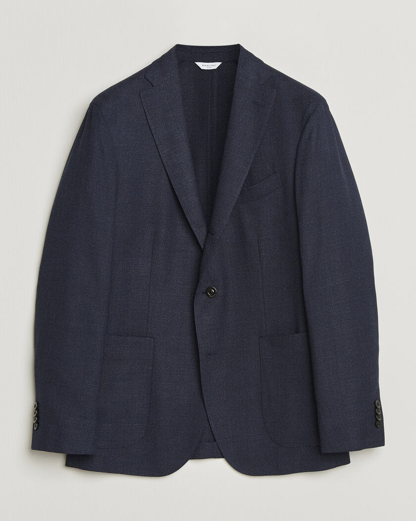 Boglioli K Jacket Wool Hopsack Blazer Dark Blue – Azul