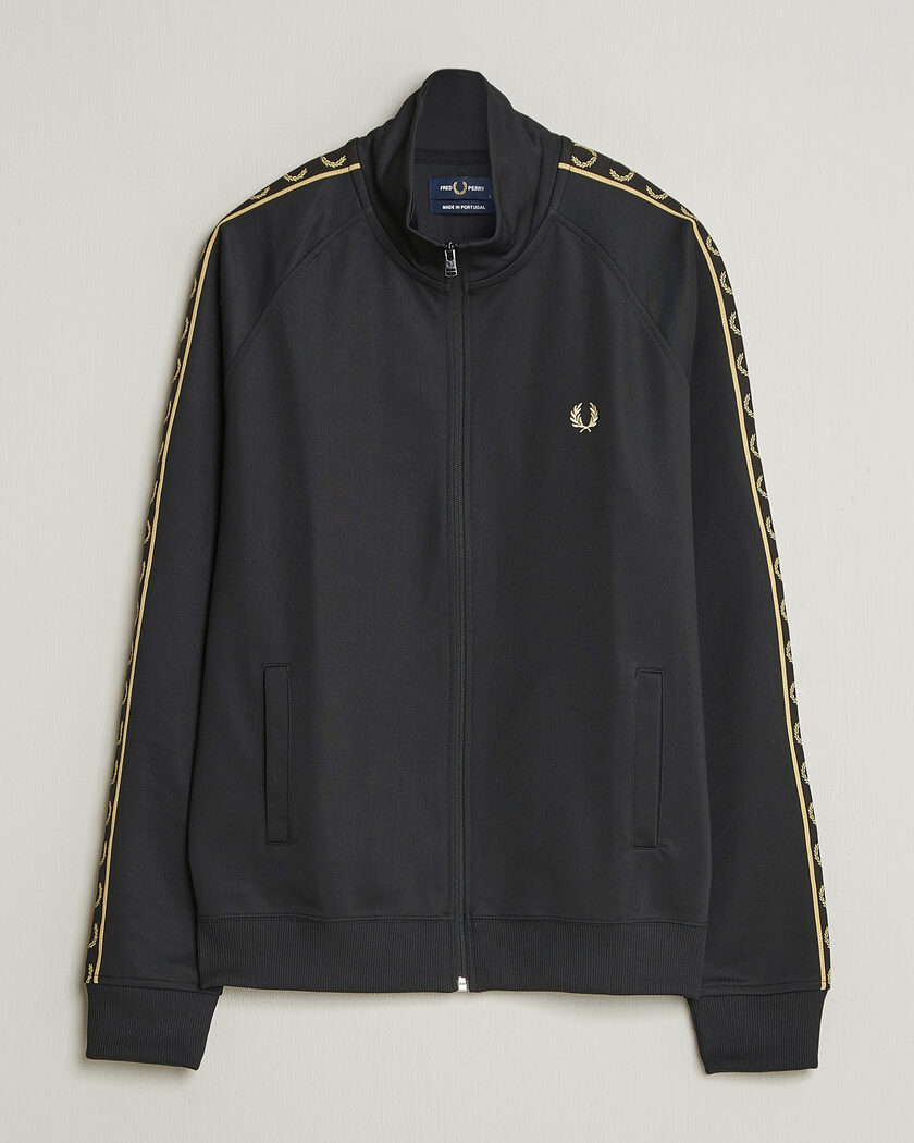 Fred Perry Taped Track Jacket Black – Negro