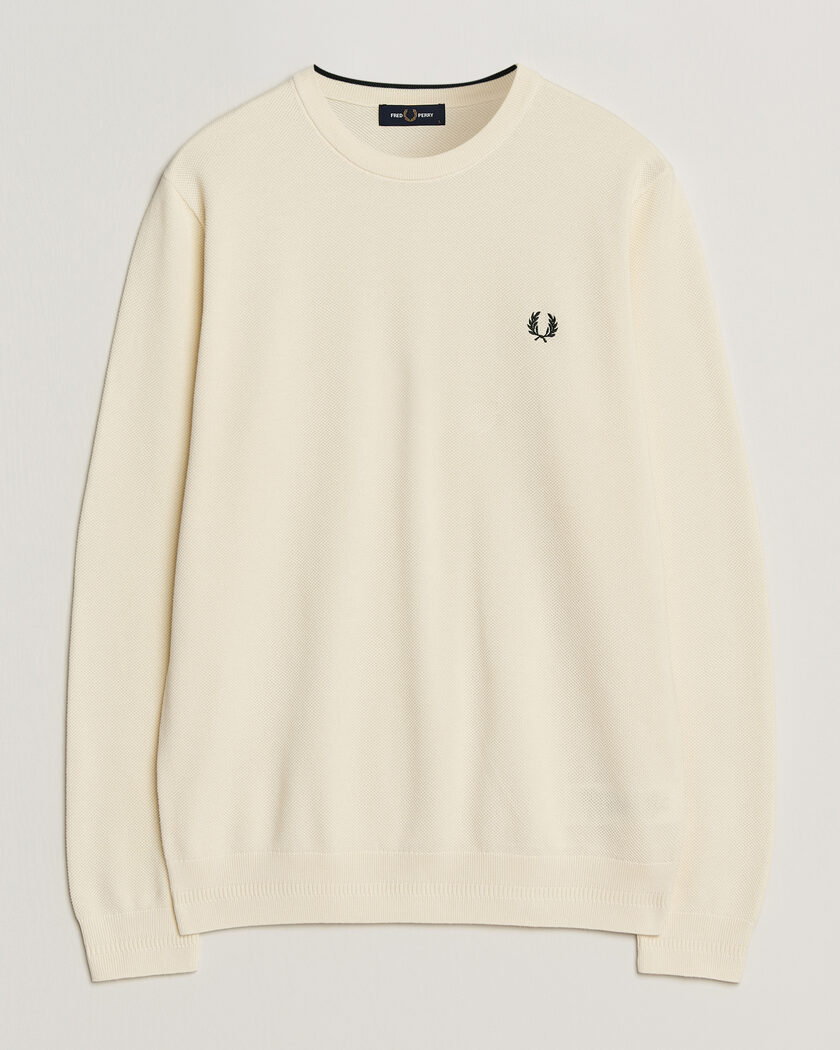 Fred Perry Piqué Stitched Sweater Ecru – Blanco