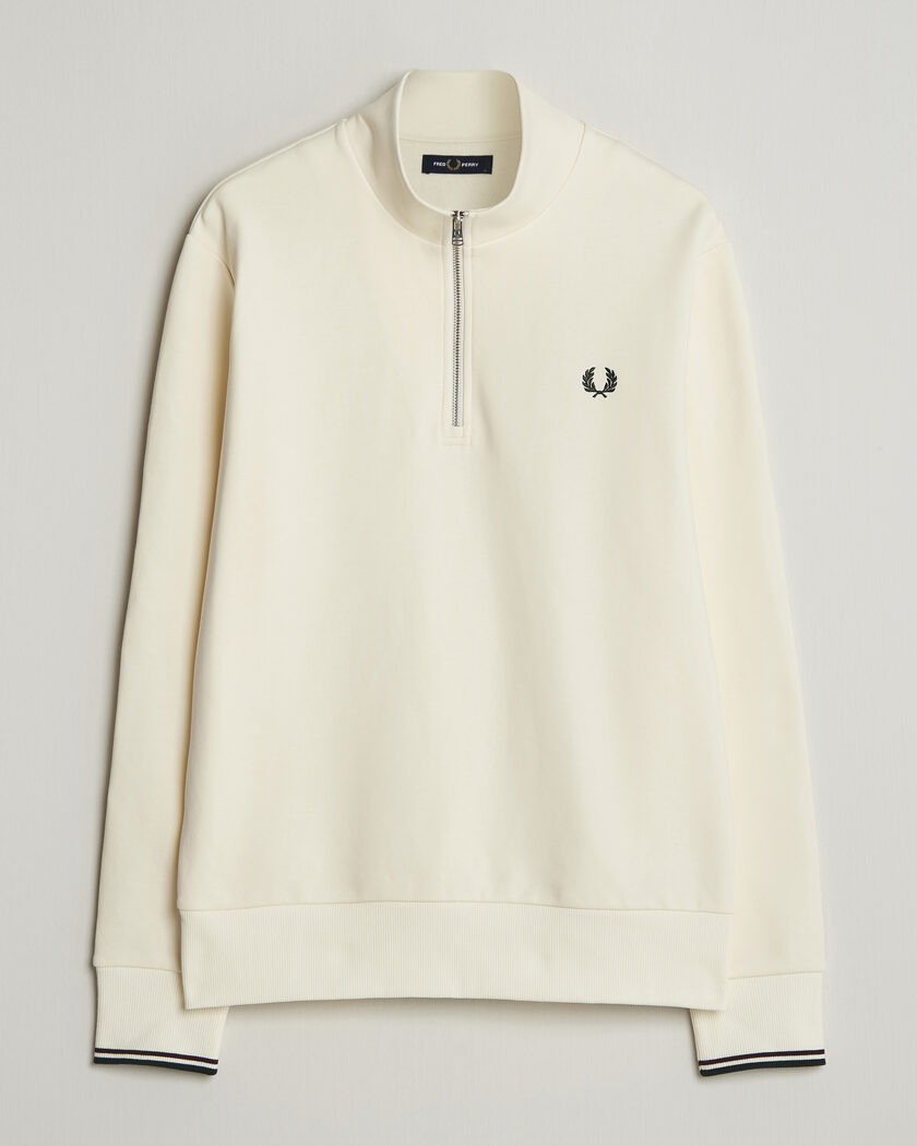 Fred Perry Half Zip Sweatshirt Ecru – Blanco