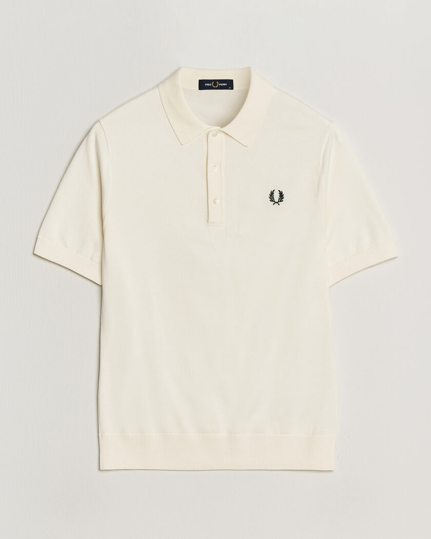 Fred Perry Cotton Knitted Polo Ecru – Blanco
