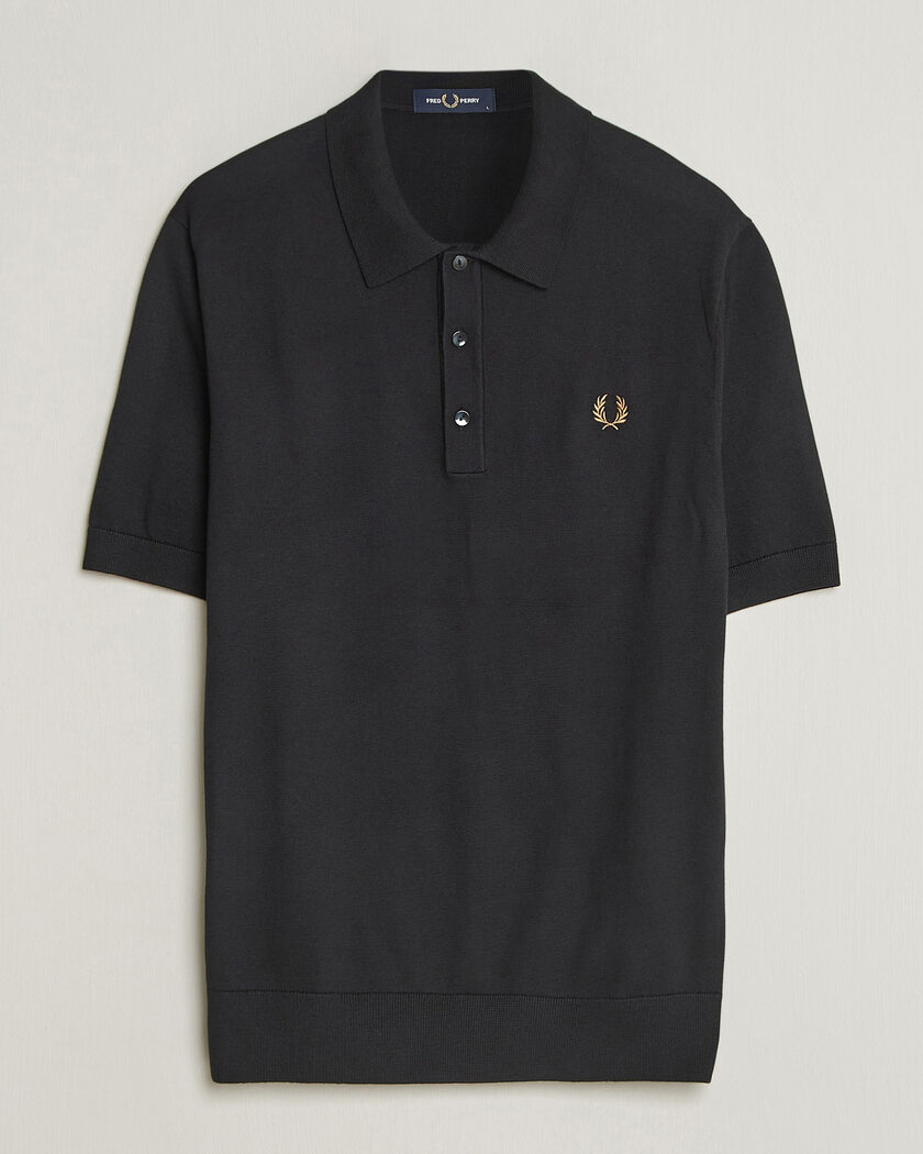 Fred Perry Cotton Knitted Polo Black – Negro