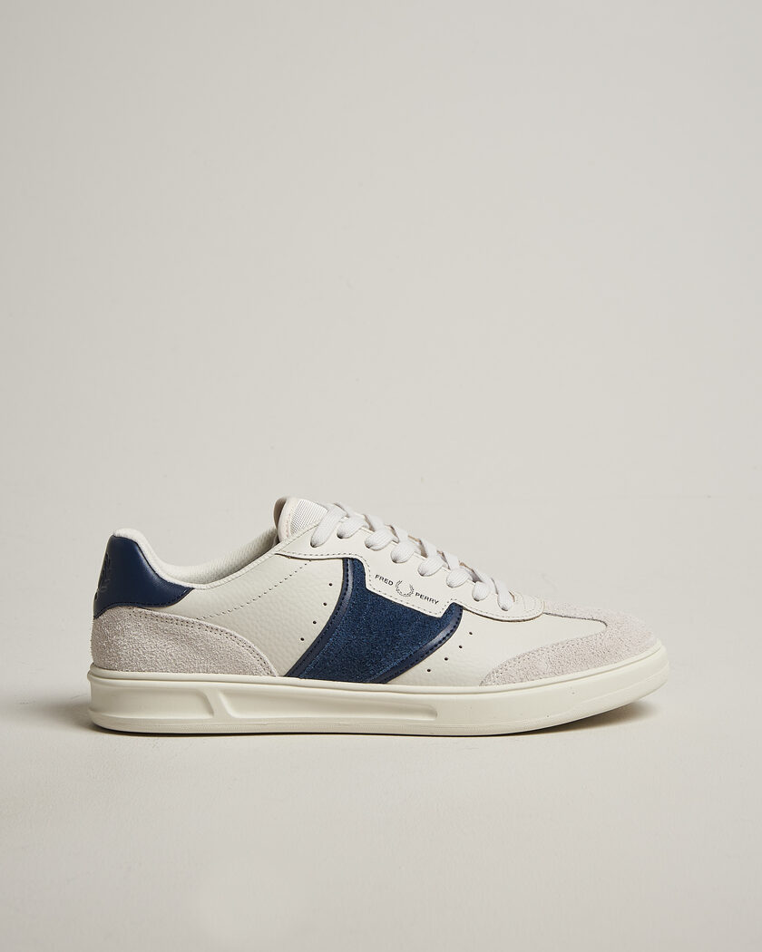 Fred Perry B4 Leather/Suede Sneaker Porcelain/Navy – Blanco