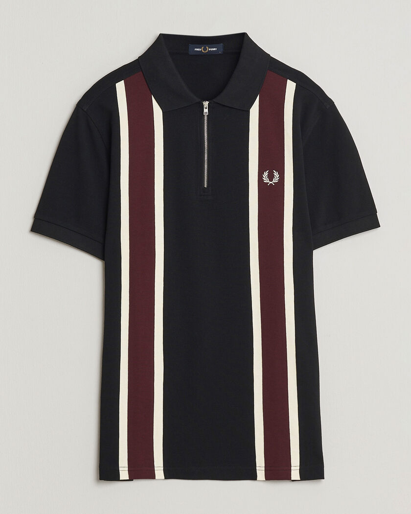 Fred Perry Tramline Half Zip Polo Black – Multicolor