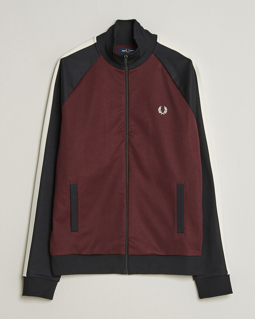 Fred Perry Contrast Sleeve Track Jacket Oxblood – Multicolor