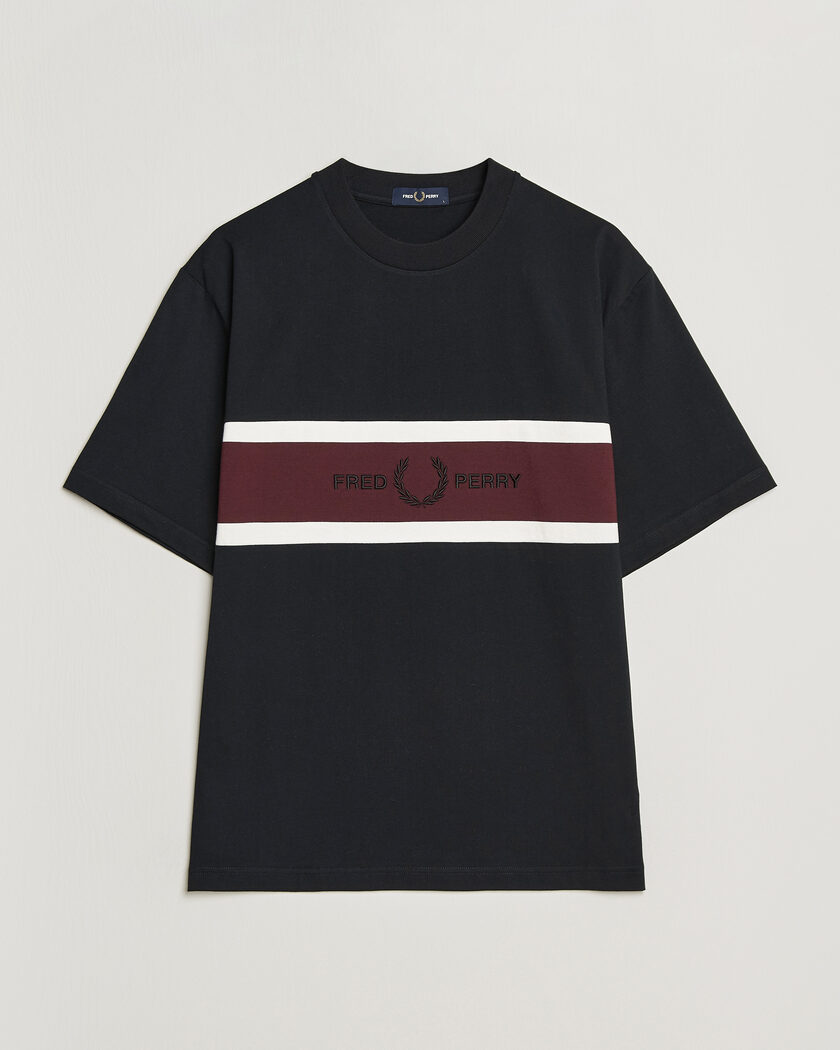 Fred Perry Embroidered Paneled T-Shirt Black – Negro