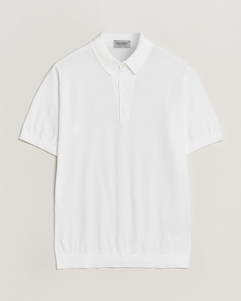 John Smedley Adrian Slim Fit Sea Island Cotton Polo White – Blanco