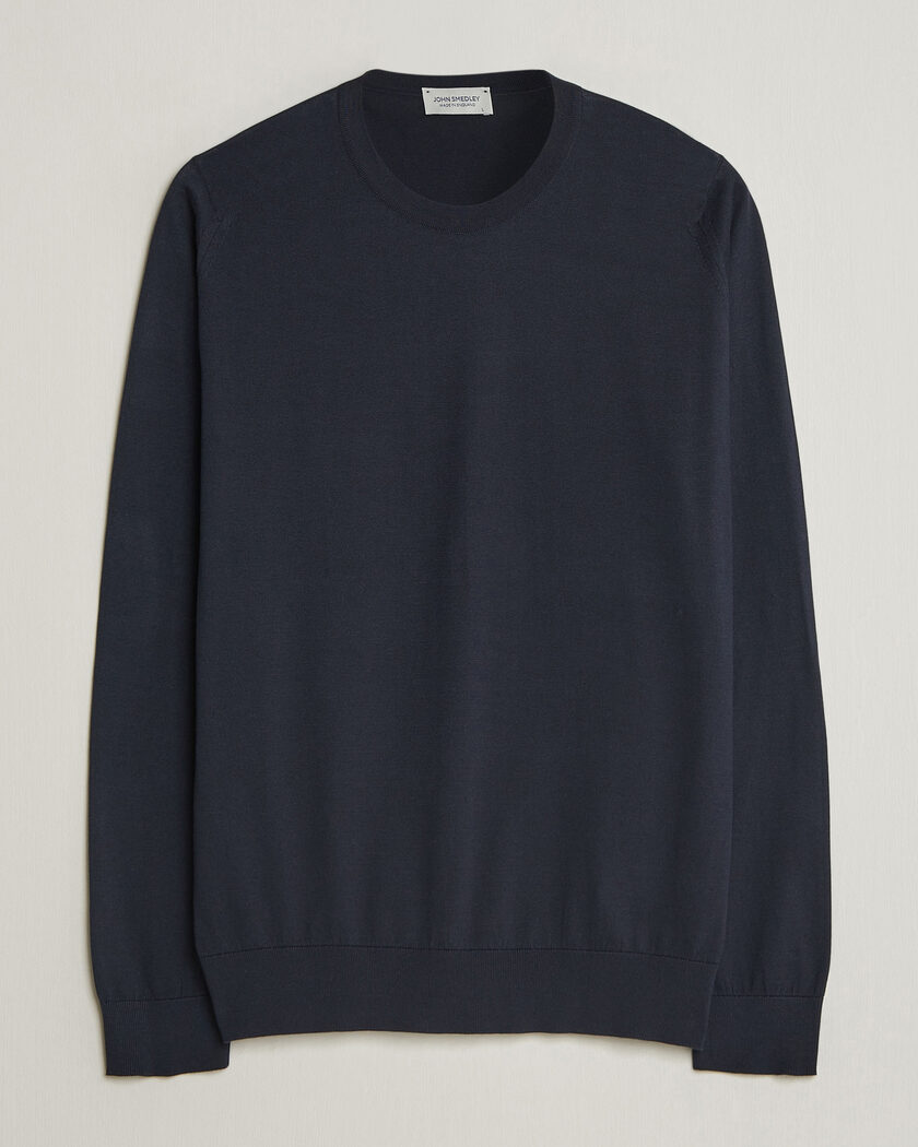 John Smedley Rowland Sea Island Crew Neck Pullover Navy – Azul