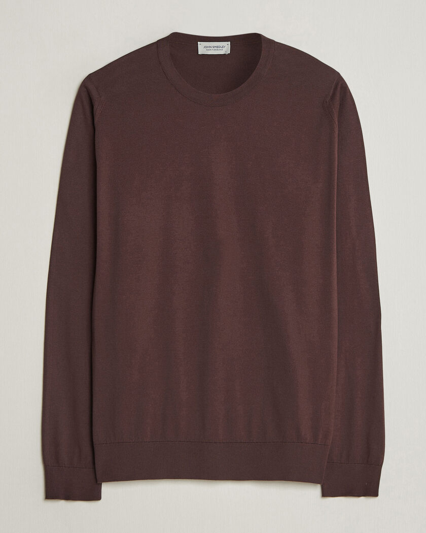 John Smedley Rowland Sea Island Crew Neck Pullover Raisin Brown – Marrón