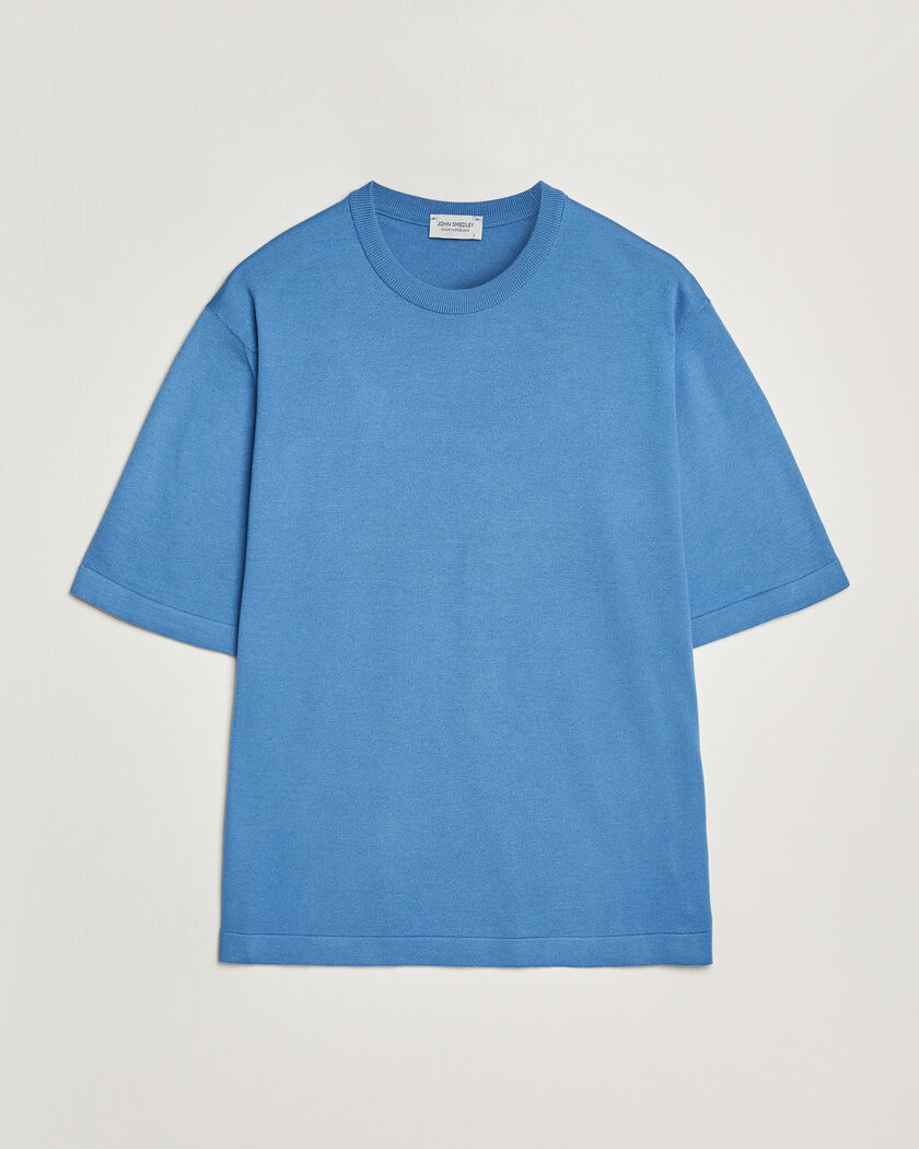 John Smedley Tindall Sea Island Cotton T-Shirt Skye Blue – Azul